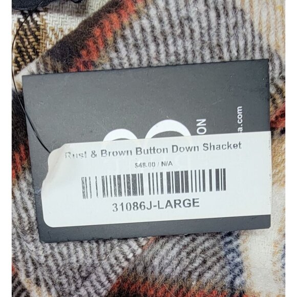 Blue B Shacket Plaid Button-Down Shirt  Jacket Rust Brown Flanne  Womens Lg New - Picture 7 of 10